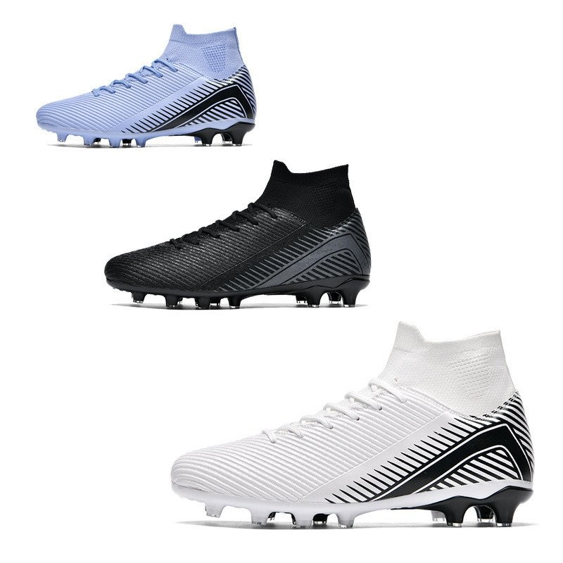 Chuteiras de Futebol Masculinas Novas Transfronteiriças Cano Alto com Travas Longas Chuteiras de Fut