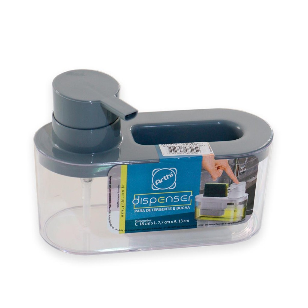 Dispenser de Detergente Com Porta Bucha para Pia de Cozinha – Arthi