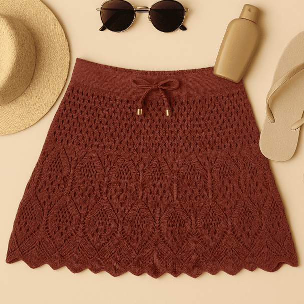 Saída De Praia Saia Crochê Trico Moda Praia Luxo