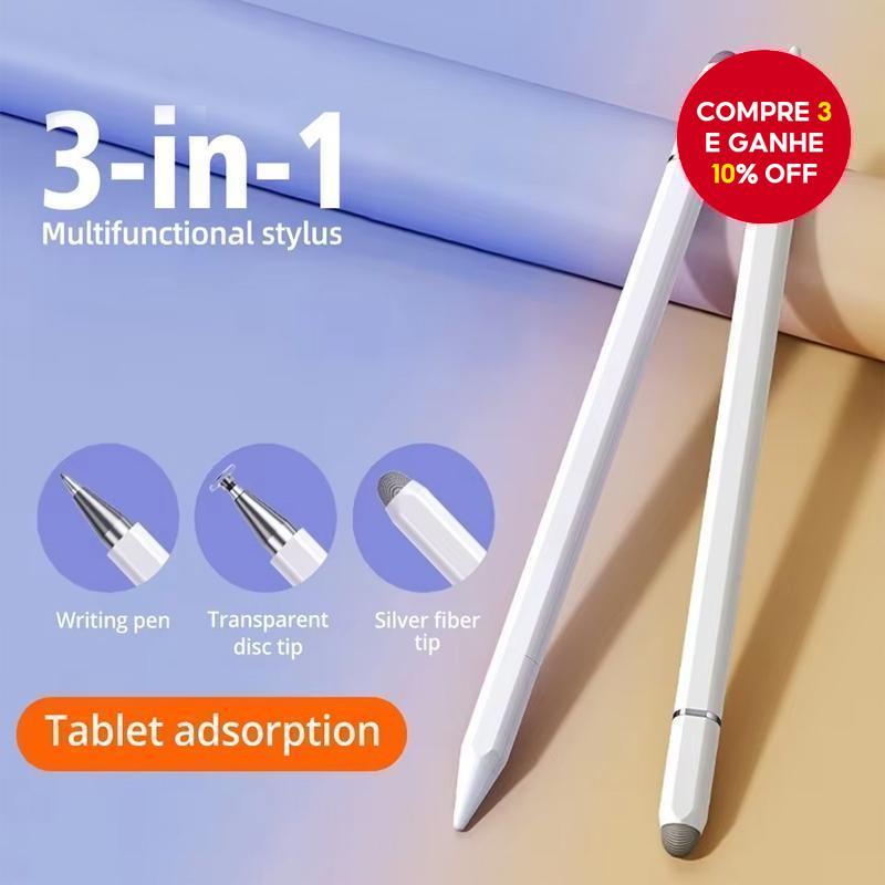 Caneta Stylus Universal 3 em 1 para iPad Samsung Xiaomi Huawei, sem necessidade de carregar, caneta