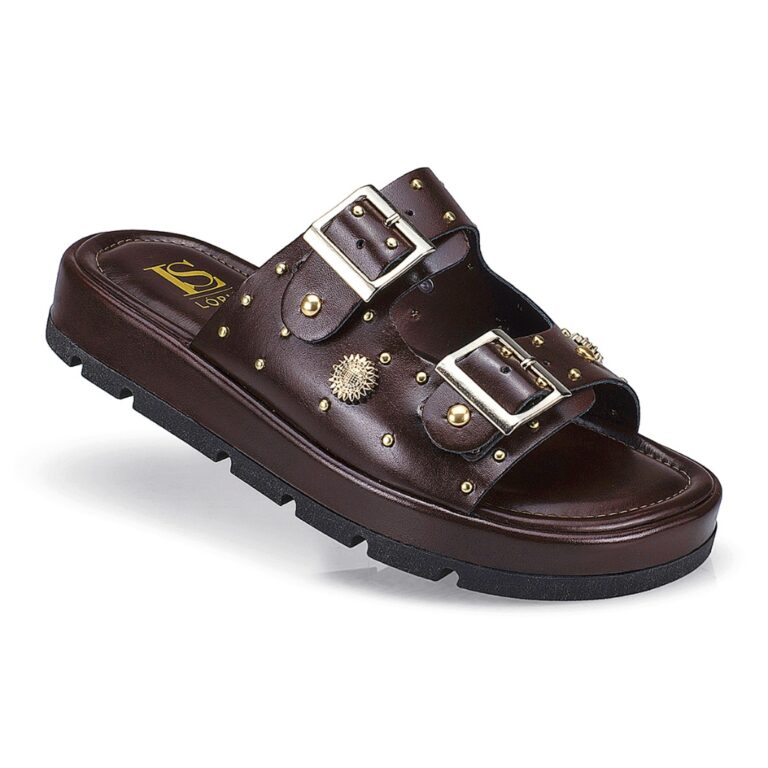 Sandália Rasteira Papete Flatform Spike Ilhós Fi