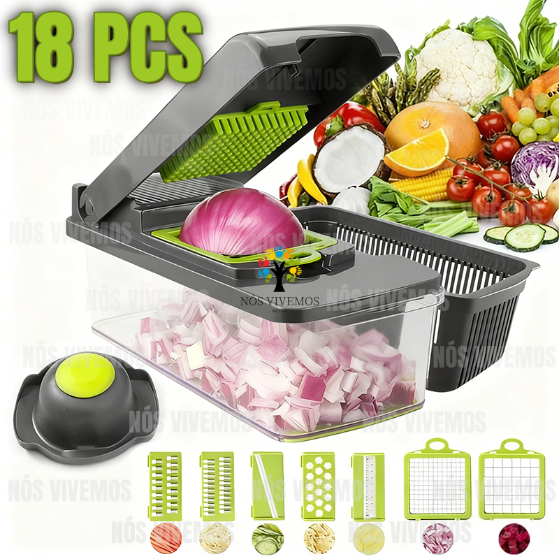 Profissional Multiuso Cozinha Slicer Aço Inox 18 em 1 Fatiador Cortador Ralador De Legumes Verduras