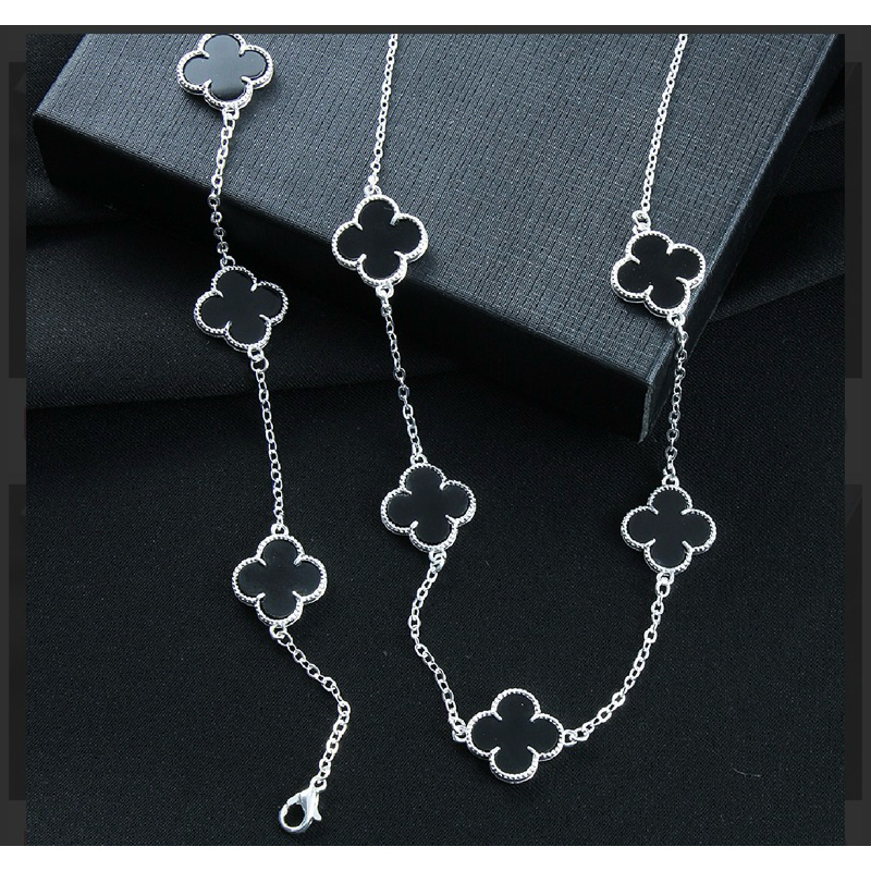 ZANNE KIT COLAR E PULSEIRA TREVO NEYMAR PRETO MASCULINO FOLHEADO A OURO E PRATA