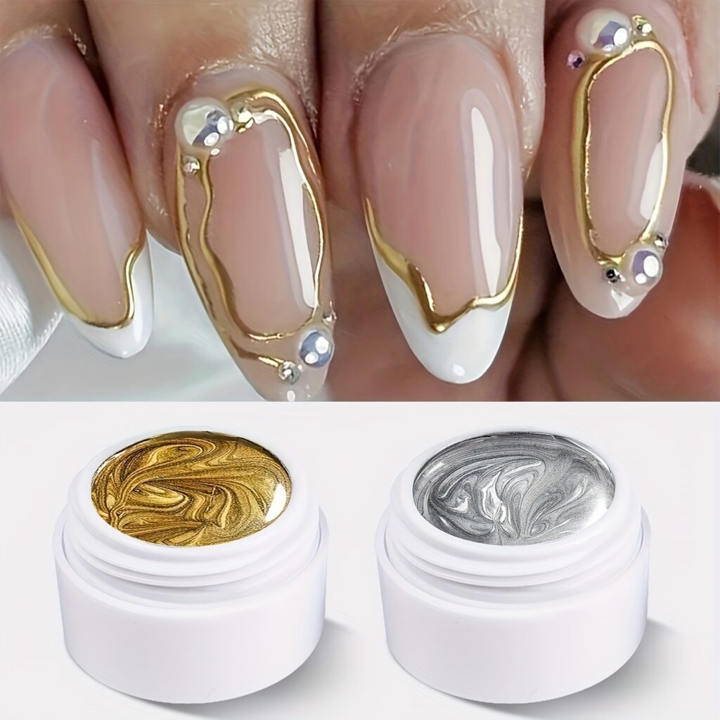 XEIJAYI 2 Peças De Esmalte Em Gel Metálico Pintado Para Unhas , Arte Criativo , Elástico , Pintura C
