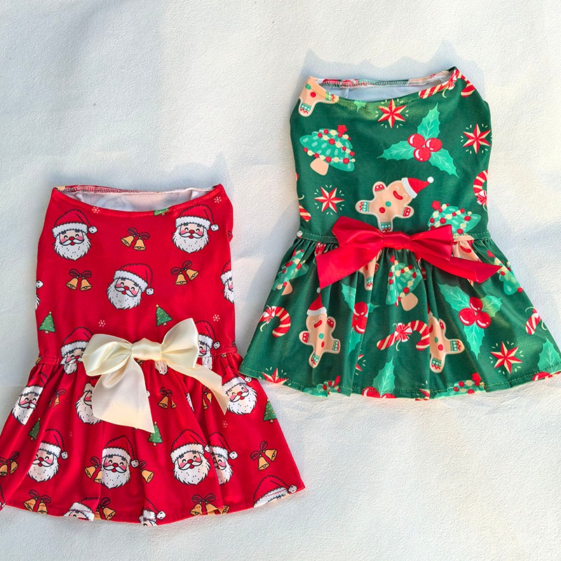 Cão Vestido De Natal Papai Noel Roupas Para Animais De Estimação Shih Tzu Gengibre Homem Gato Saia A