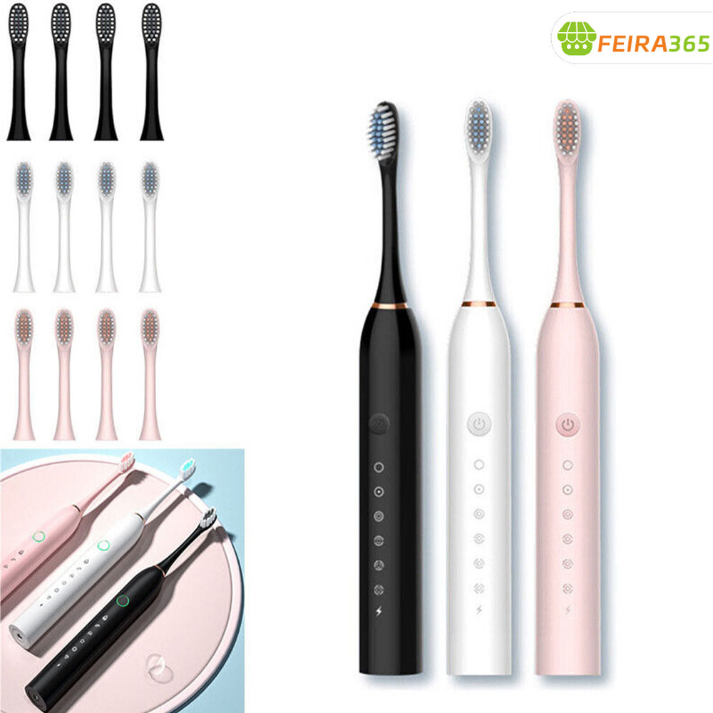 Escova Elétrica IPX7 com 4 Cabeças Substituíveis Inteligente Ultrassônica à Prova Dágua