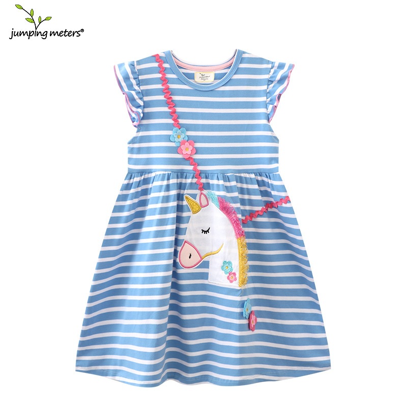 Novo estilo meninas vestido de verão crianças vestido de malha algodão vestido de princesa