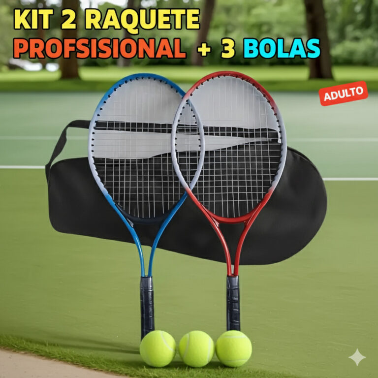 Kit 2 Raquete de Tenis Profissional Com 3 Bolas E 