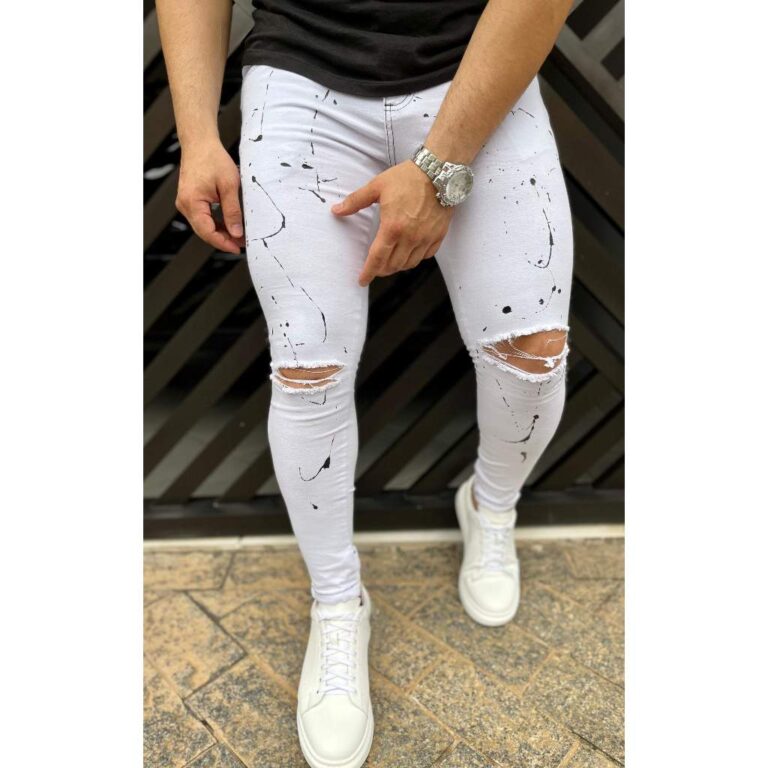 Calças Jeans Branca fim de ano Masculina Modelo S