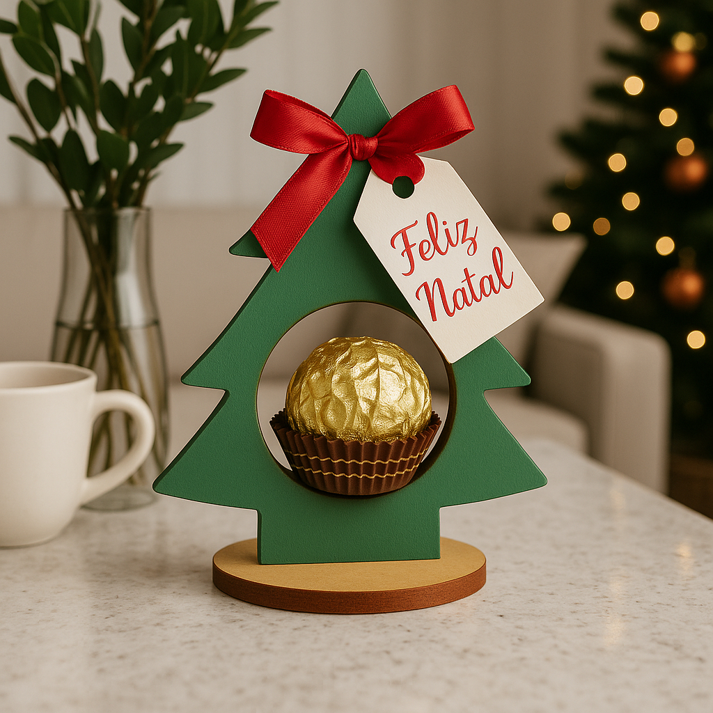 Kit Peças Lembrancinhas Árvore Natal Porta Bombom Mdf 10cm Decoração Presentes Família Amigos