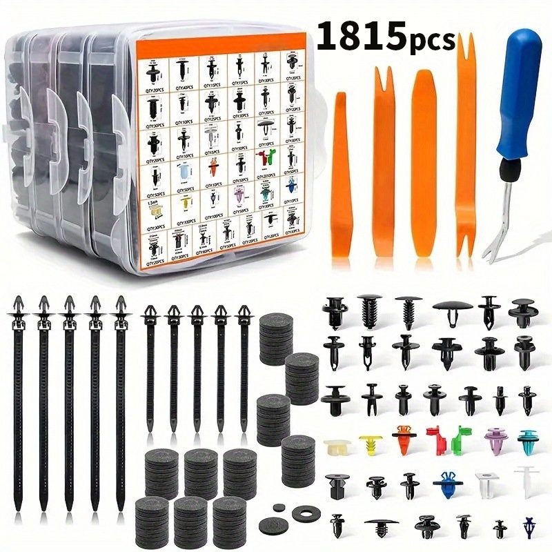 KIT 1815 Peças de Clipes Fixadores Automotivos Rebites, Presilhas e Grampos para Para-choque, Porta