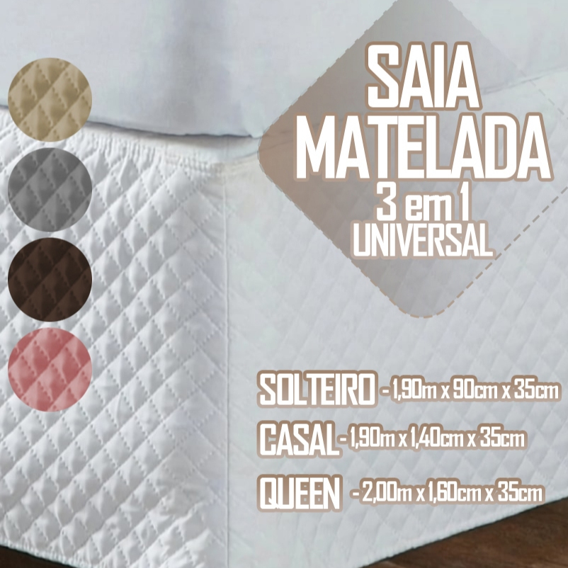 Saia 3 Em 1 Com Regulagem Ajustável Cabeceira Cama Box Colchobox Matelada Casal / Queen / King
