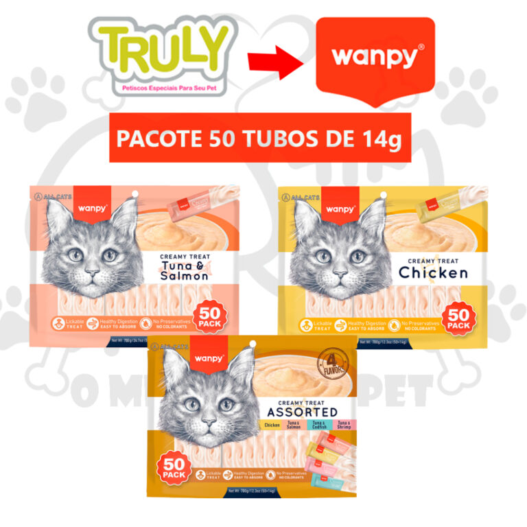 Petisco Para Gatos Wanpy Creamy Truly Pacote com 5