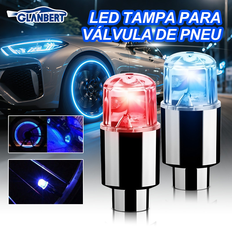 Novo 4 Pçs/set Carro Auto SUV Roda Pneu Válvula De Ar Haste LED Tampas Luz Capa Acessórios Para Moto