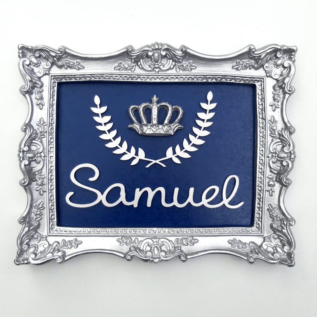 Enfeite Porta Maternidade Resina Coroa Prata Personalizado