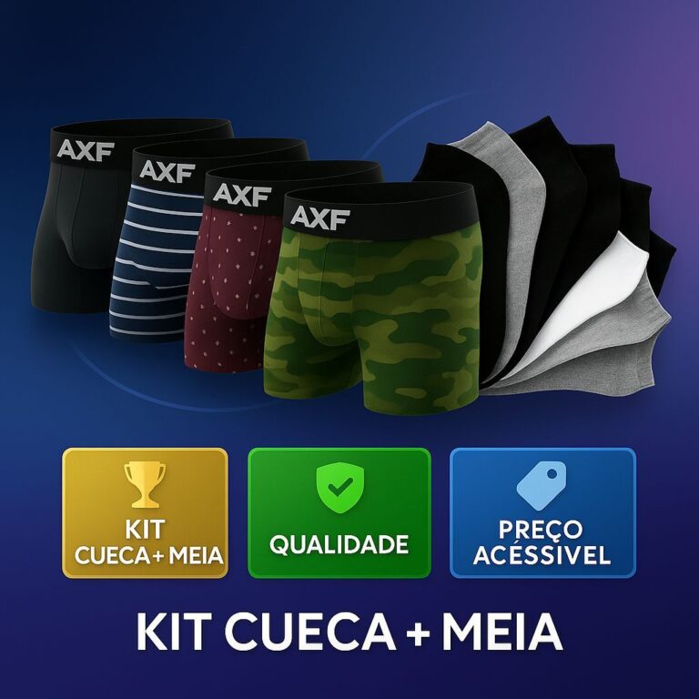 Kit 10 Cuecas Boxer Microfibra + Kit 12 Meias Masc