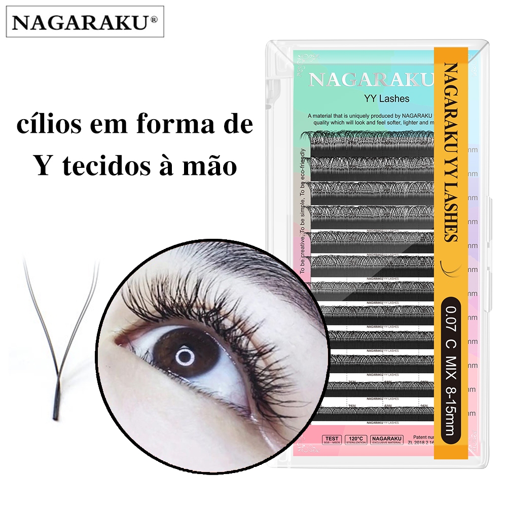 NAGARAKU Extensão De Cílios Postiços Em Formato De mink premium De Tecido Flexível Com Comprimento Y