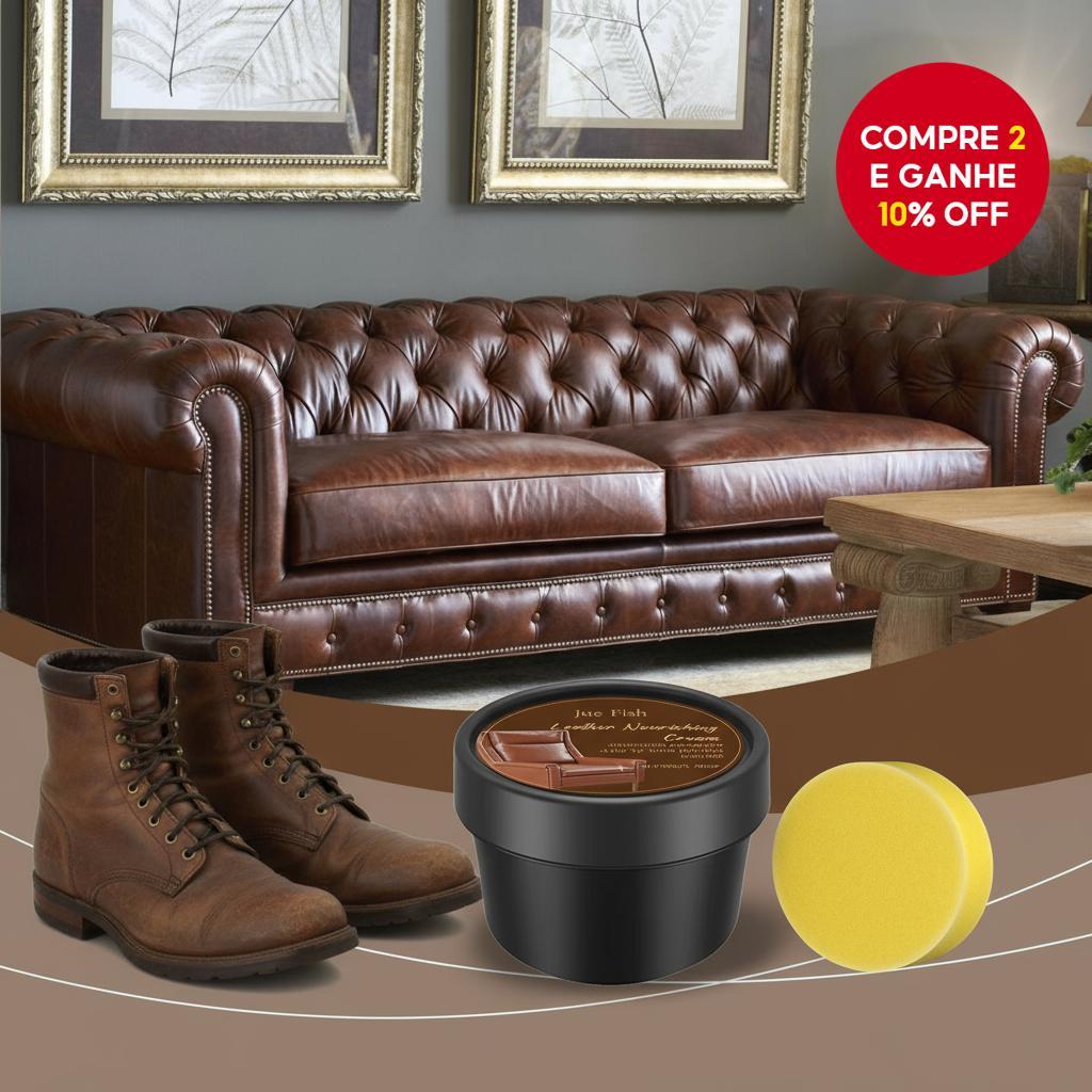 Jue-Fish Creme para Cuidados com Couro para Bolsas, Sofás e Sapatos  Fórmula Natural Nutritiva e An