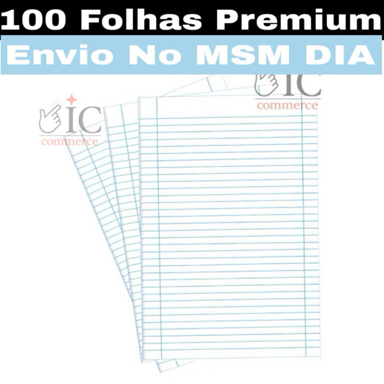 Papel Almaço Pautado com Margem 20, 40 ou 100 Fol
