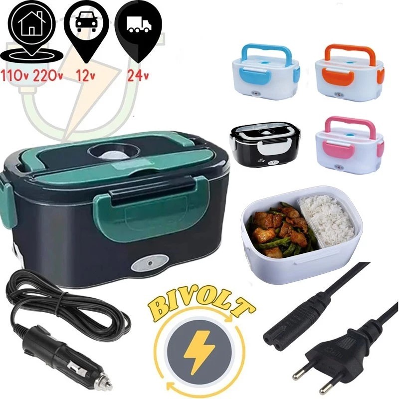 Marmita Elétrica Veicular Bivolt 2 cabos (casa e carro)- 110V/220V e 12V/24V