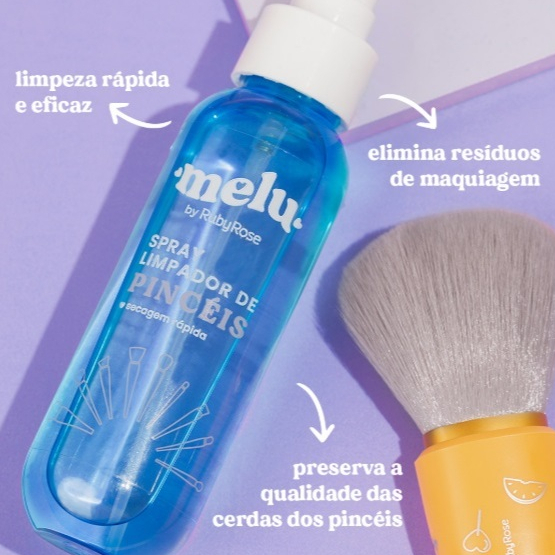 Limpador de Pincéis Melu Ruby Rose Spray secagem 