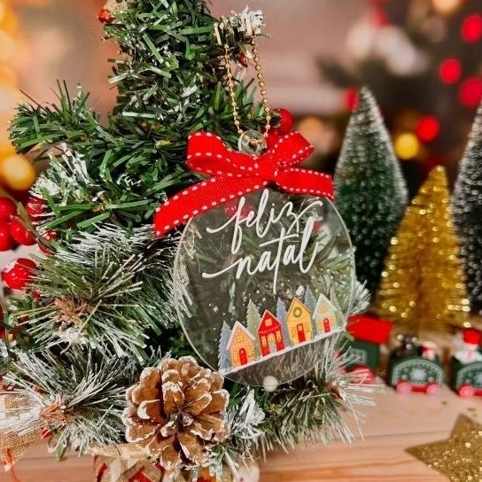 Kit 10 Bolas Acrílico Enfeite De Natal Decoraçã