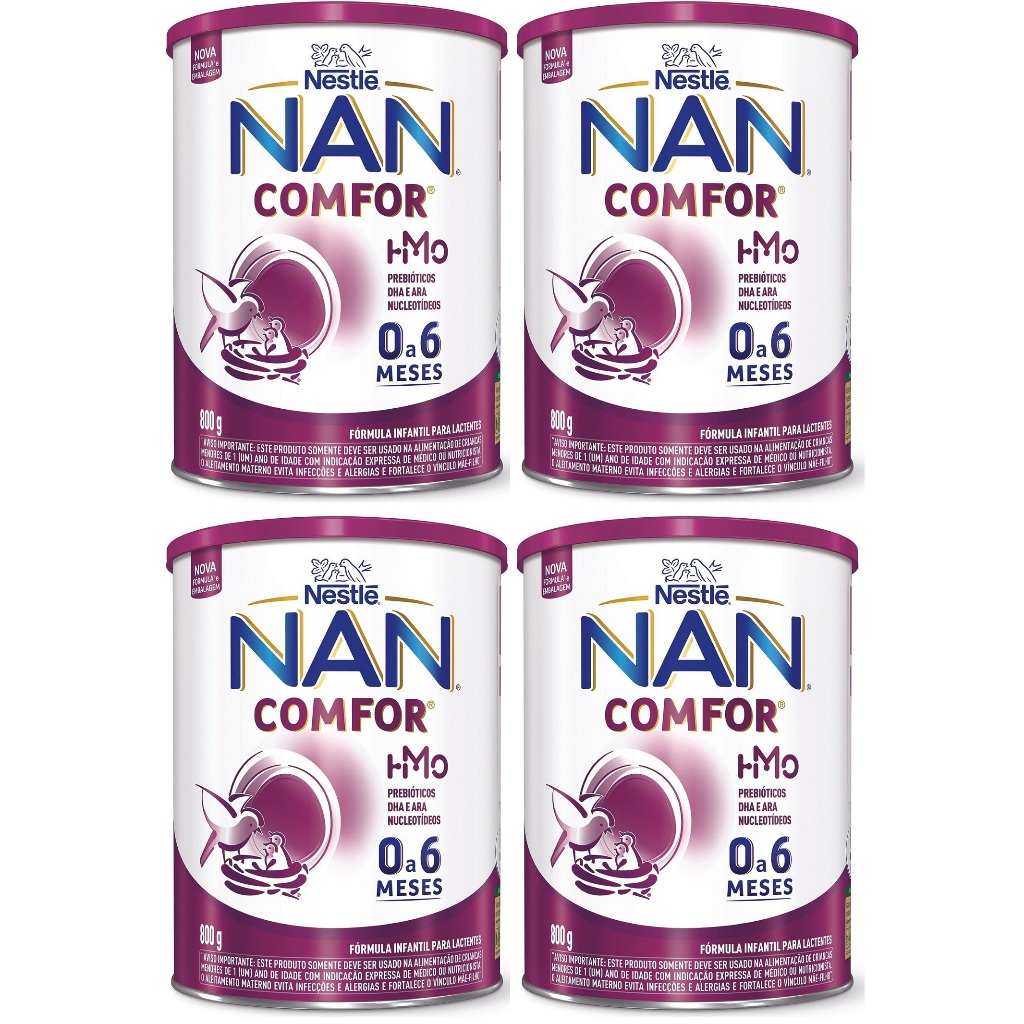 Kit 4 Latas NAN Comfor 800gr 0 à 6 meses (ROXO)