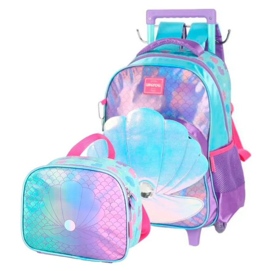 Kit Mochila de Roda Sereia Up4you + Lancheira Térmica