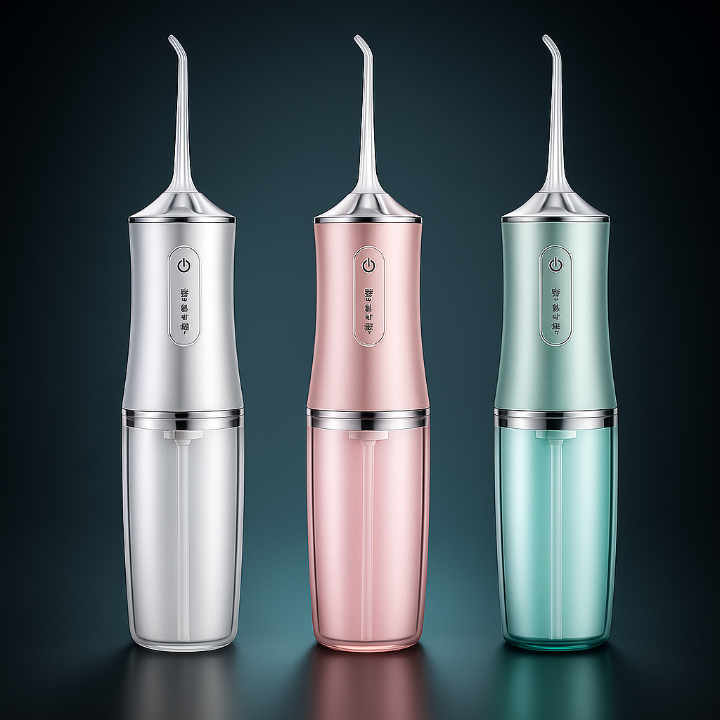 Irrigador Dental Portátil Recarregável 300ml IPX7 3 Modos de Jato com 4 Bicos