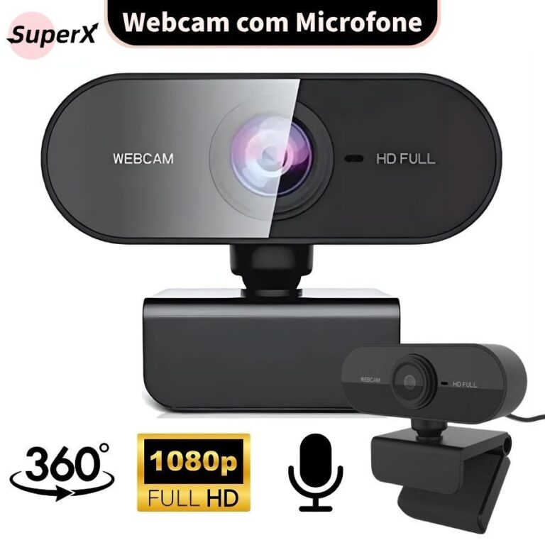 Webcam Full HD 1080p com Microfone para PC e Noteb