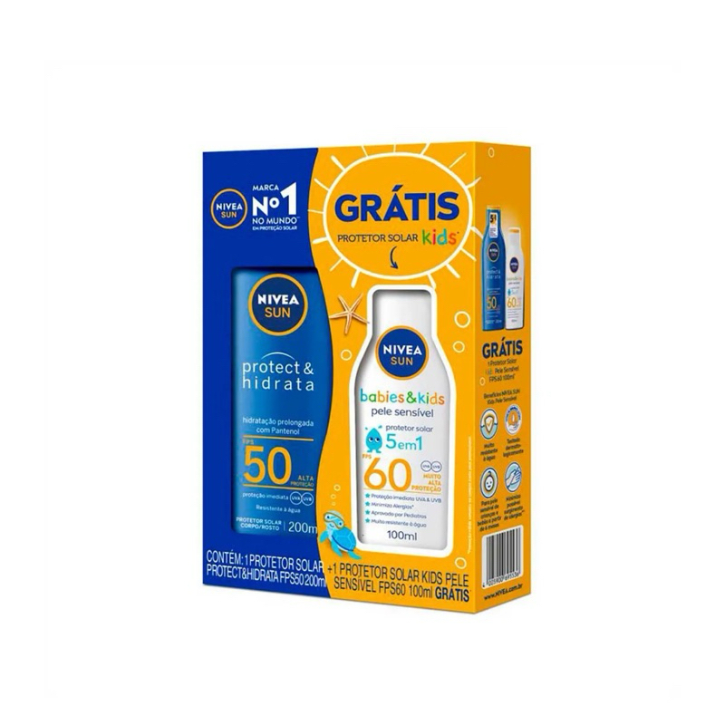 Kit Protetor Solar Nivea Sun Protect E Hidrata 200ML + 1 Protetor Infantil Kids FPS 60