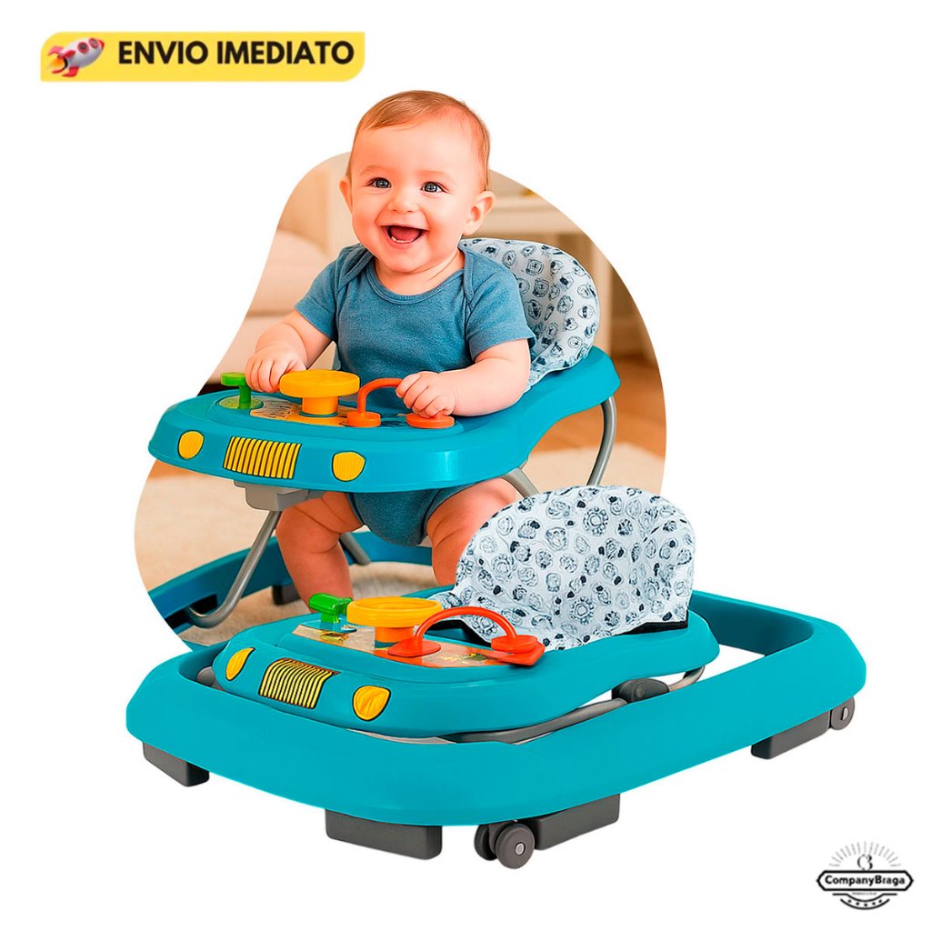 Andador Infantil Musical com regulagem Azul – Tutti Baby