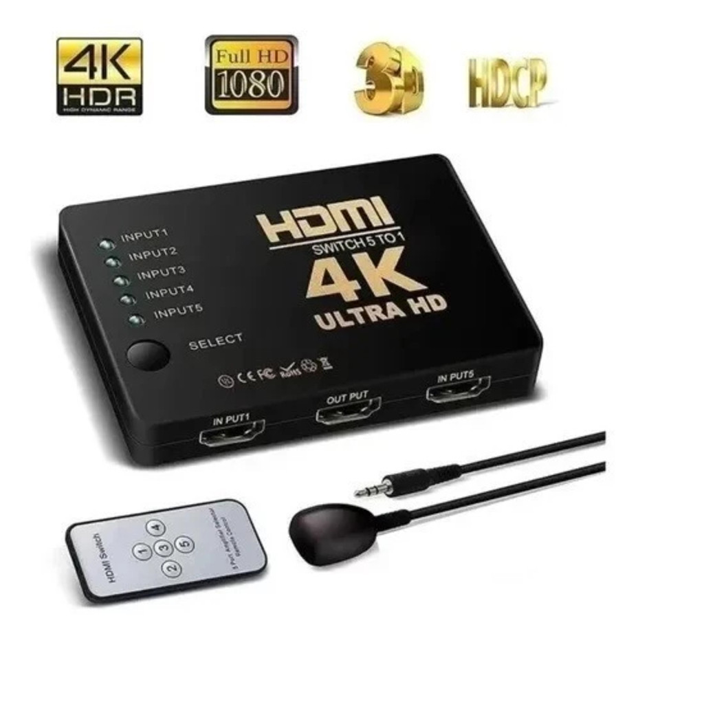 Chaveador Comutador Hdmi 5×1 Switch 3d 1080p Uhd Full Hd