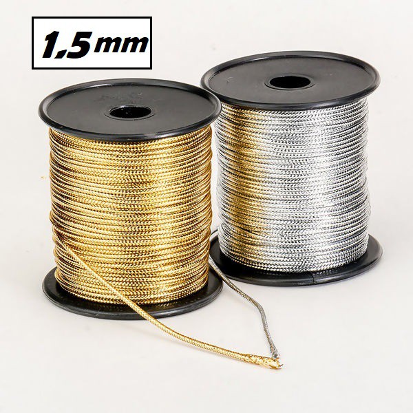 Fio Cordão Metalizado 1,5mm – Prata Dourado