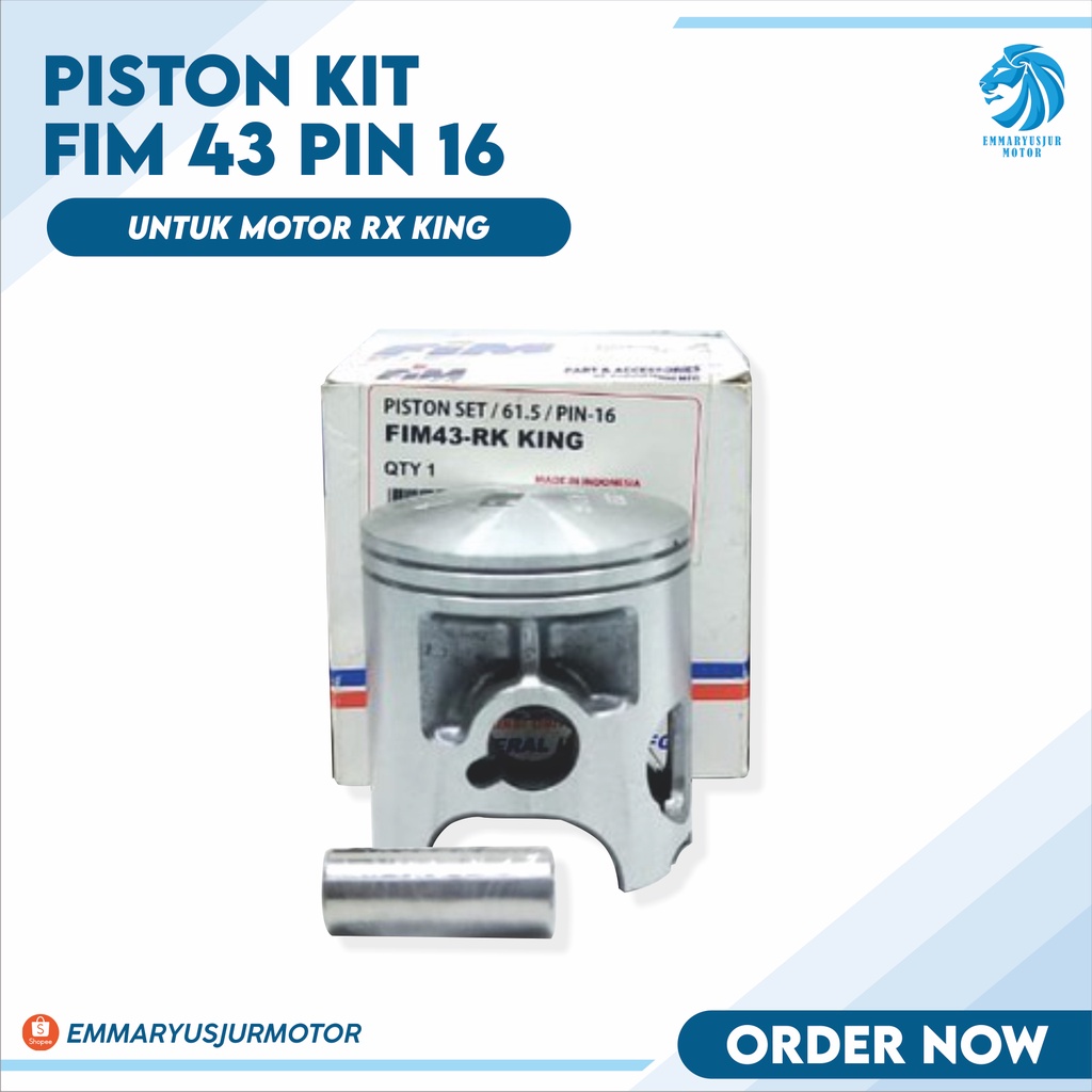 KIT Pistão FIM 43 RX KING Novo STD 0.50 1.00 1.50 2.00 2.50 3.00 3.50 4.00pin 16 PIN 16