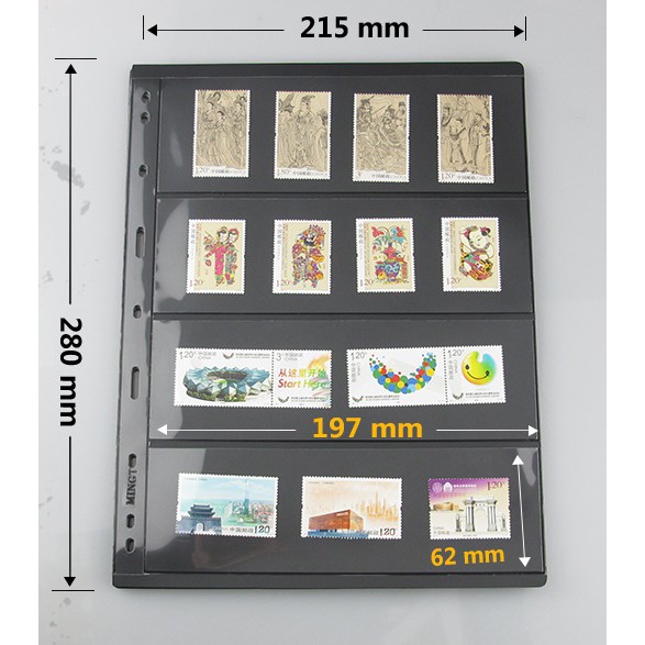 10 Folhas Para Selos 4 Divisões Fundo Negro