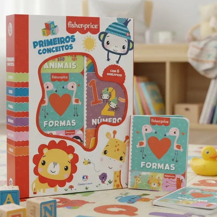 Box De Livros Fisher Price C/ 6 Mini Livros Infant