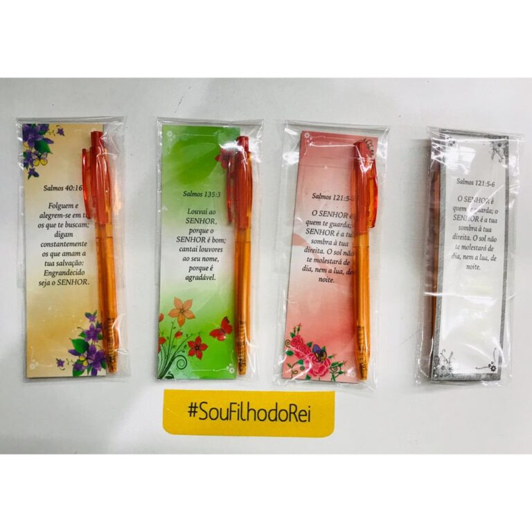 100 Kits Lembrançinha Caneta + Marca Página com 