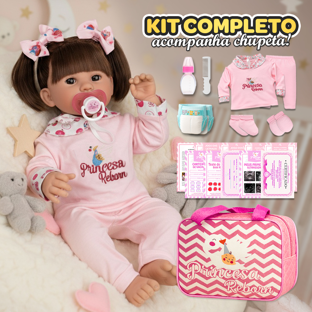 Boneca Bebê Reborn Silicone Real + Itens Bolsa Maternidade Promoção