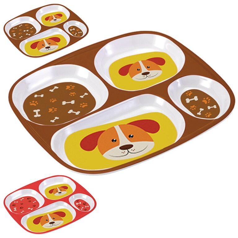 Prato Infantil Com 04 Divisórias Bichinho Cachorr