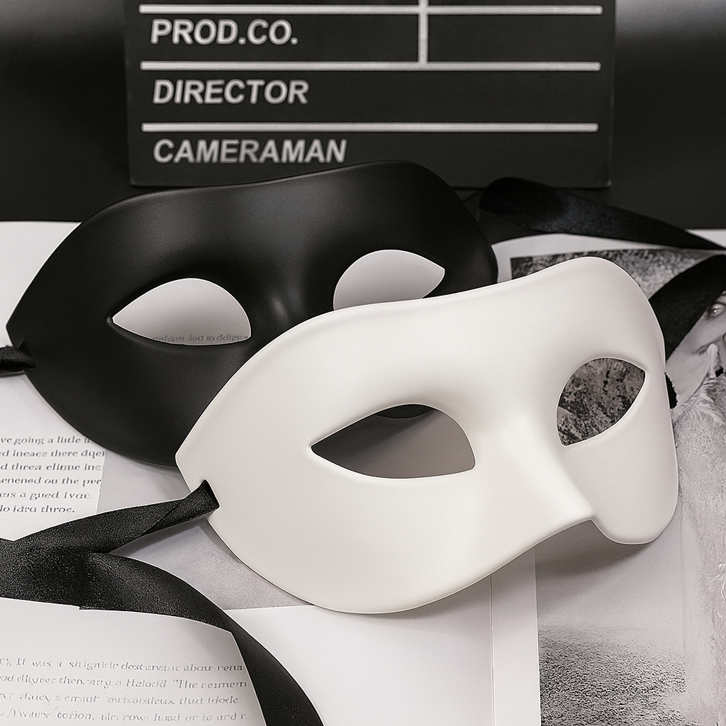 Máscaras Carnaval/Fantasia Preta/Branca/Dourada Lisa para festa .
