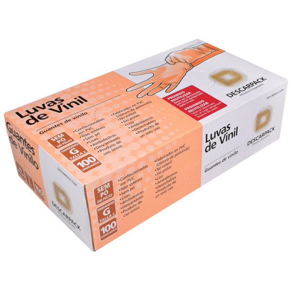 Luva Vinil Sem Pó Descartável – Descarpack