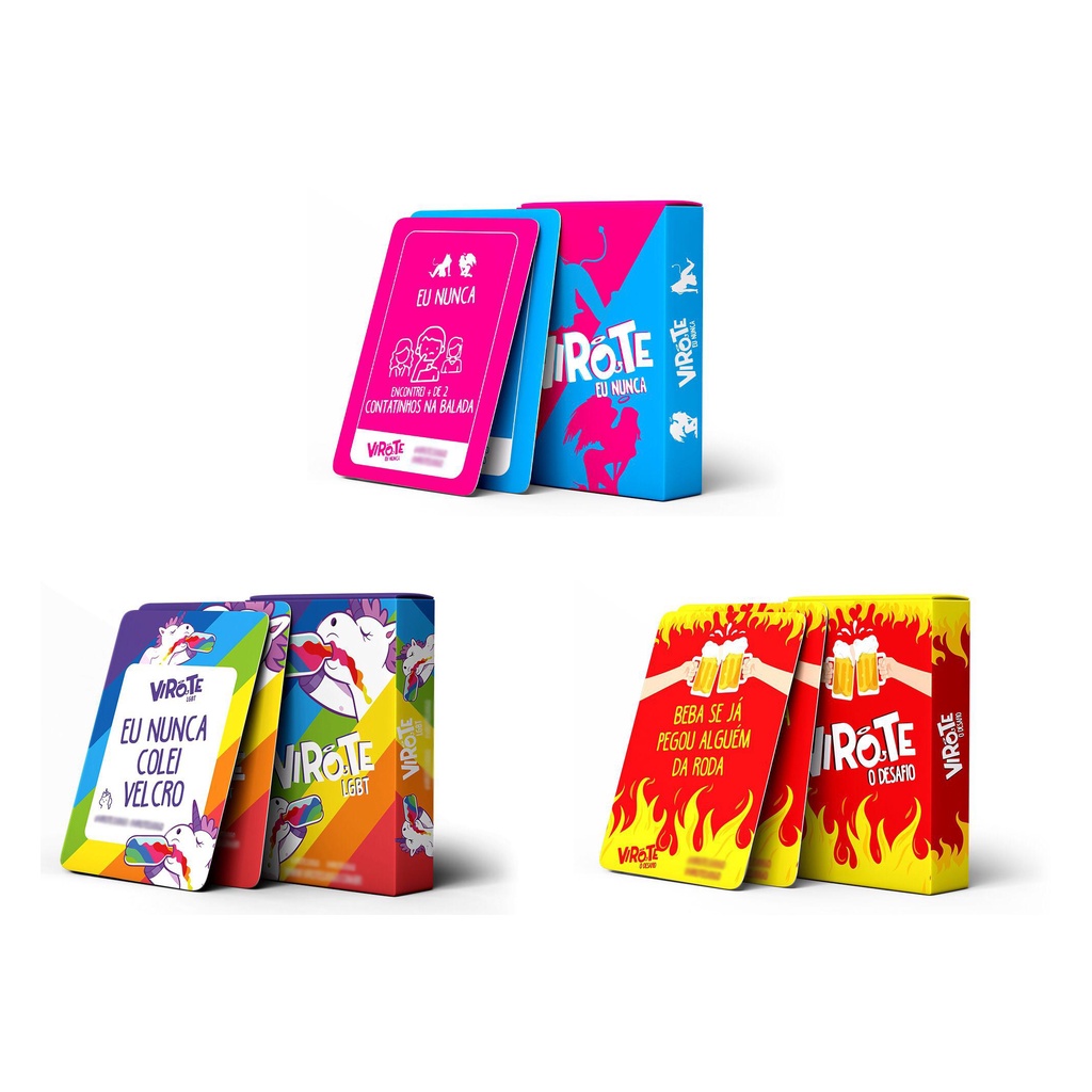 Combo 3 Jogos Virote – O Desafio + Eu Nunca + LGBT Bebão Esquenta – Festa Bebida Goró Bebão Sacanear