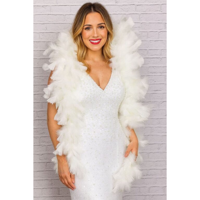 Estola Pluma de Penas Natural Branca De Noiva Debu