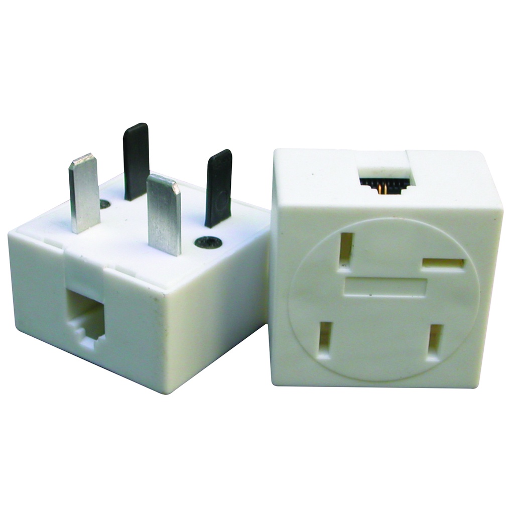 Adaptador Pino Padrão Telefone + RJ11 Lateral Branco Macho