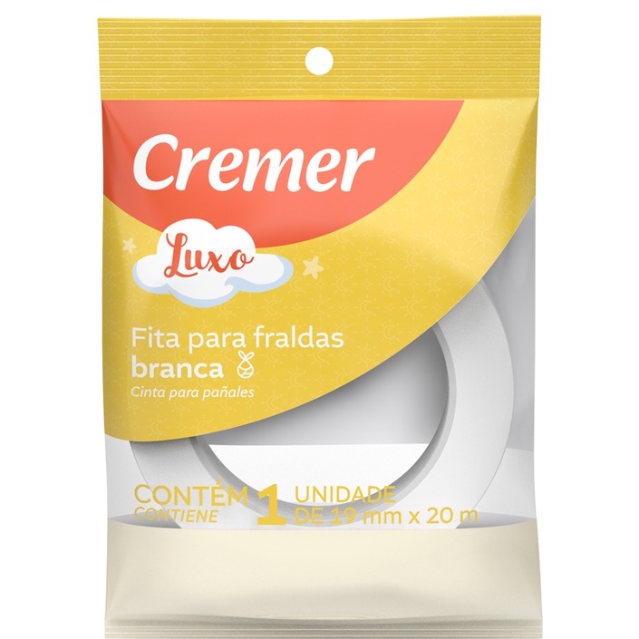 Fita Crepe para fralda Cremer 19cm X 20m Embalagem