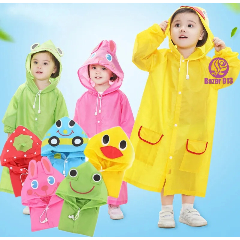 (Ref: XWK0687) Capa Chuva Infantil Capuz carinha  bichos – Unissex Tamanho Único Recomendado  02 ao
