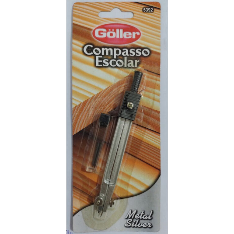 Compasso Escolar Goller Metal Silver Com Refil Na 