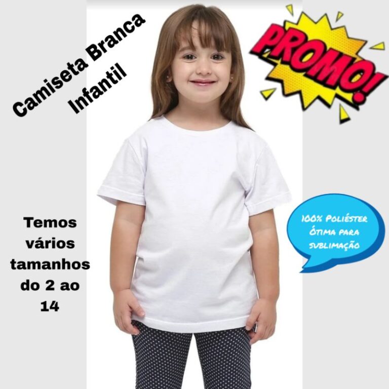 Camiseta Infantil 100% poliéster Sublimação