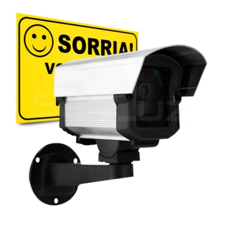 Micro Câmera Falsa Com Led P/ Segurança + Placa 